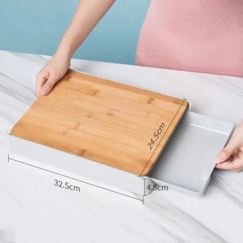 Large square bamboo cutting board measuring 32.5 by 24.5 by 4.8 cm for chopping