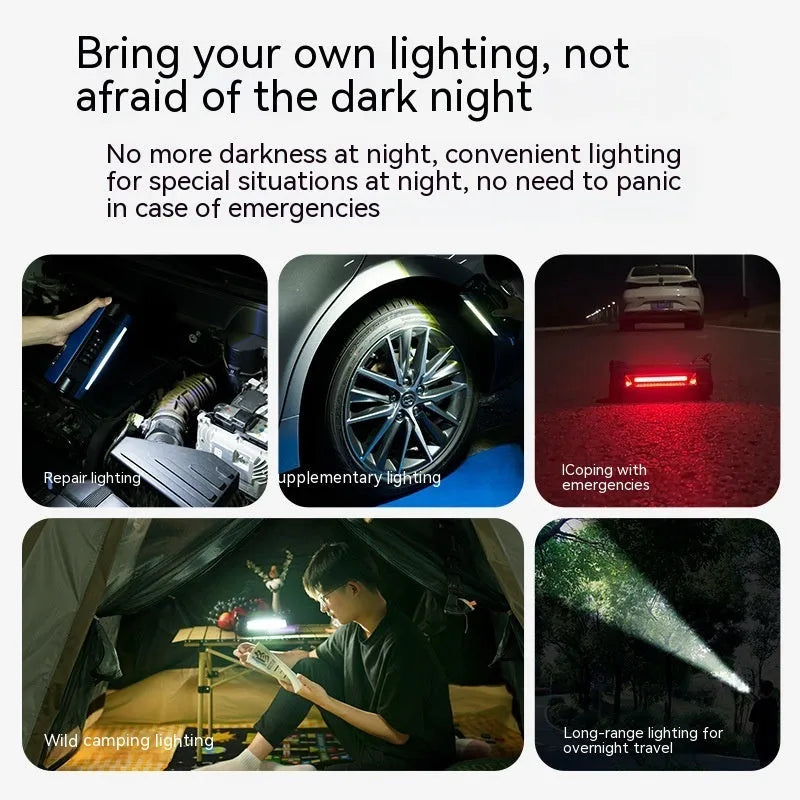 TS01 portable electric car air pump with LED light and USB charging cable