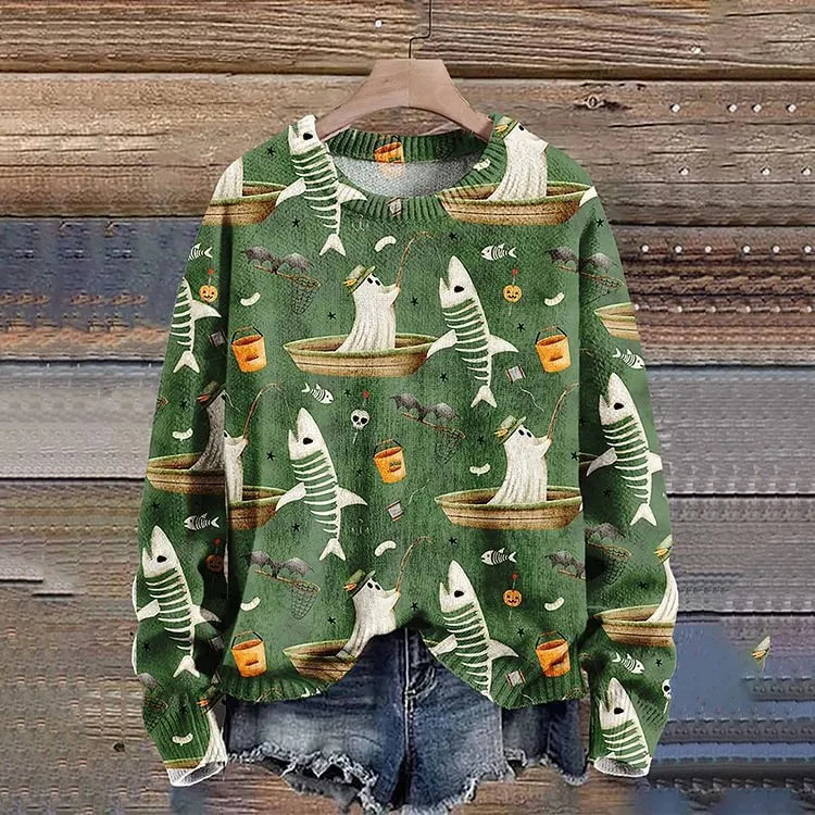 Digital print fashion round neck women's sweater with 3D effect pattern in colour TC032hwj, regular fit pullover style