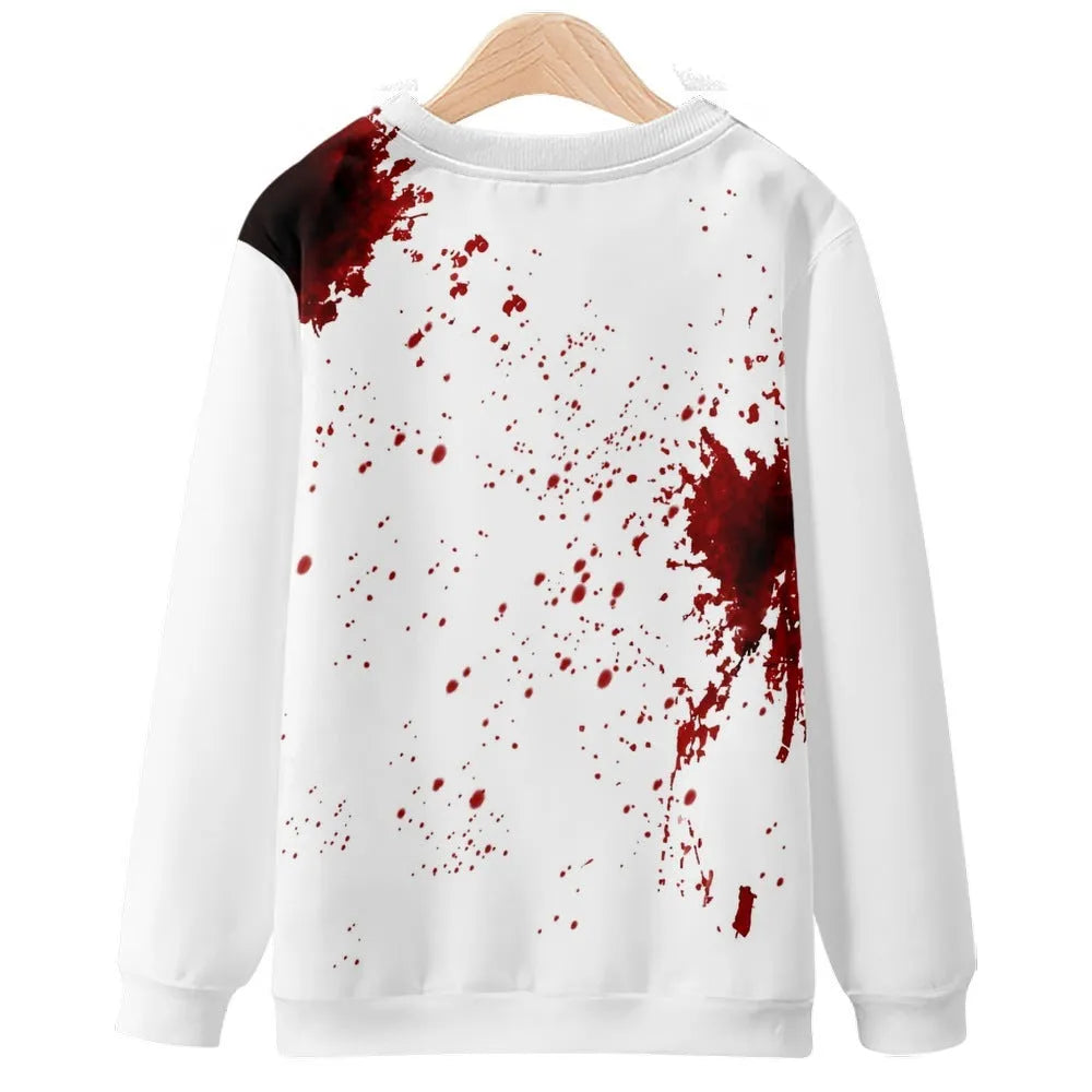 Round neck sweater with Halloween 3D print on polyester fabric for men daily wear