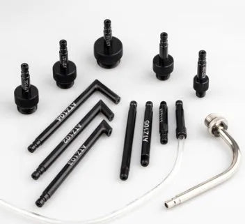 Black 13-piece automatic transmission oil refuelling kit with pump tool and connectors