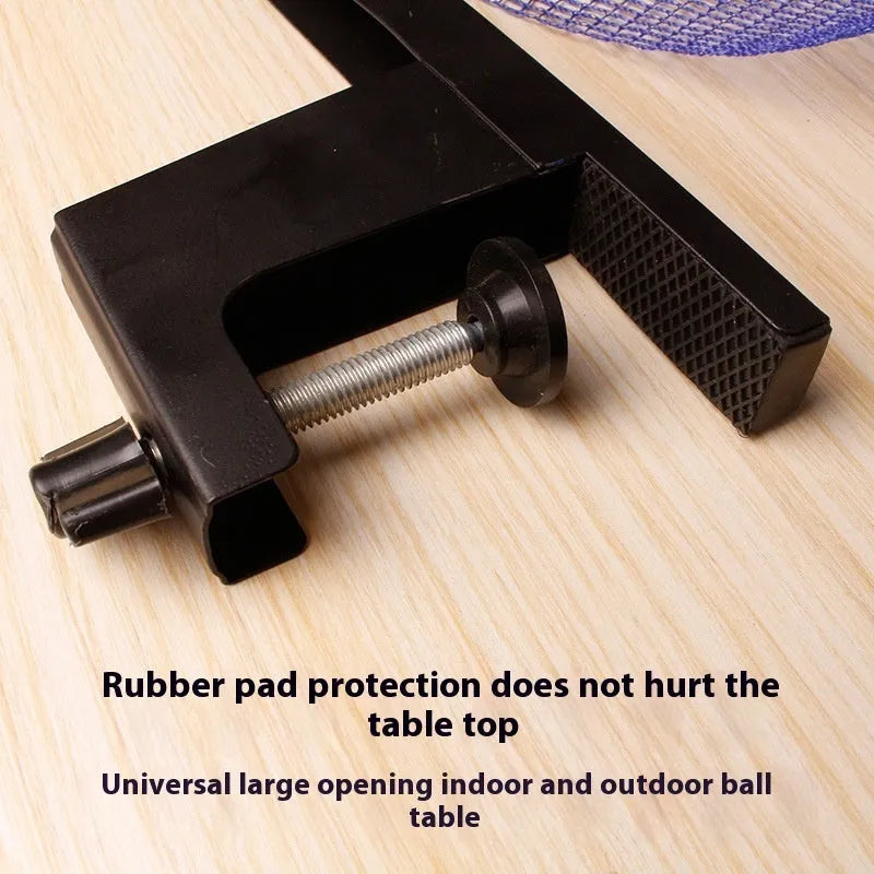 Large thickened universal clip for attaching a table tennis net to an indoor table post.