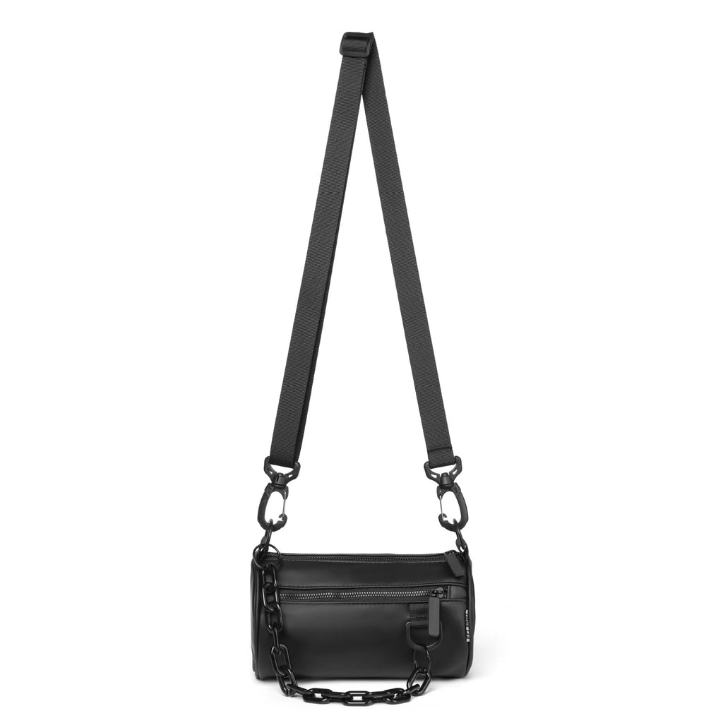 High-grade Oxford cloth messenger bag in black with chain detail, single-shoulder design