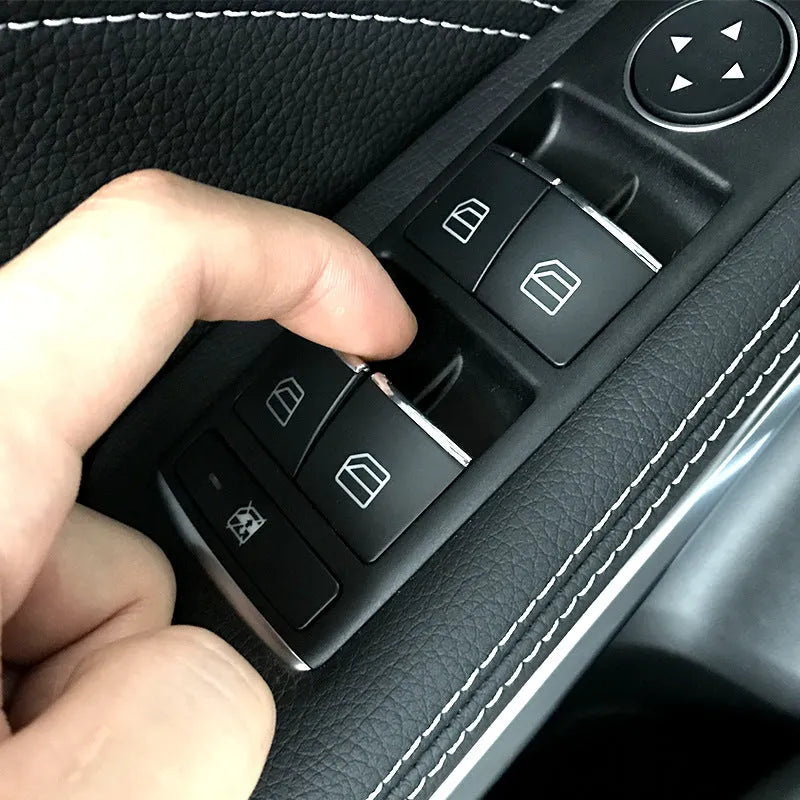 Black glitter decorative sticker for car window lift button modification.