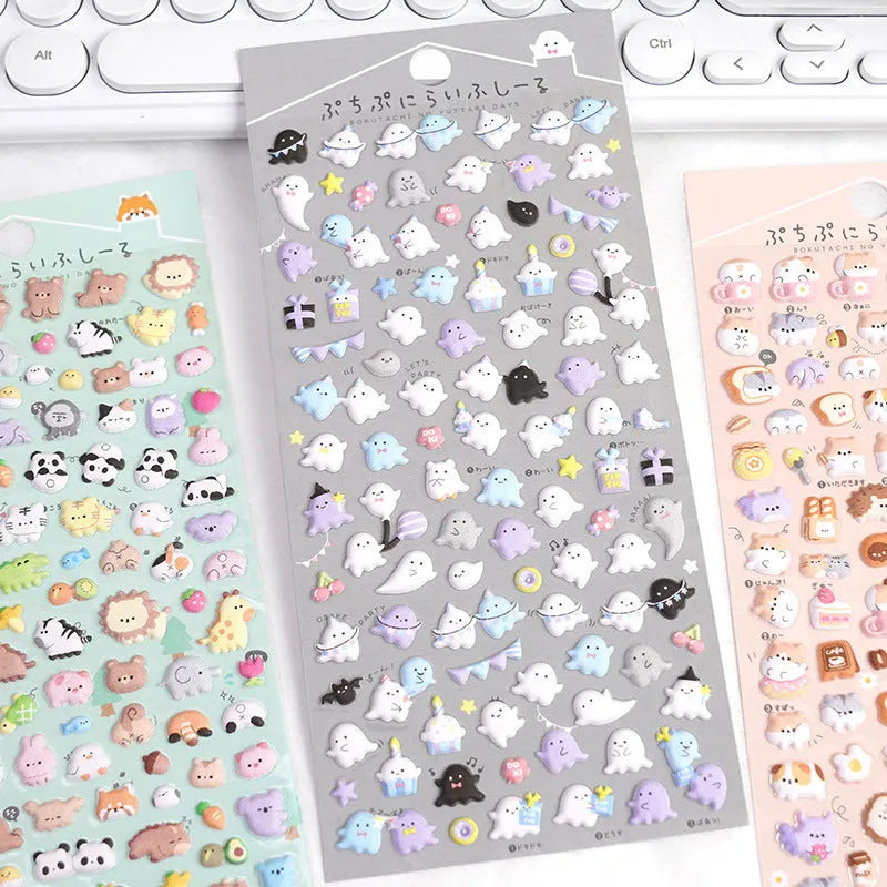 Cartoon animal foam bubble dstereo sticker on phone case with raised 3D effect