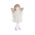 Cartoon-style Christmas angel fabric hair pendant on a girl's high ponytail.