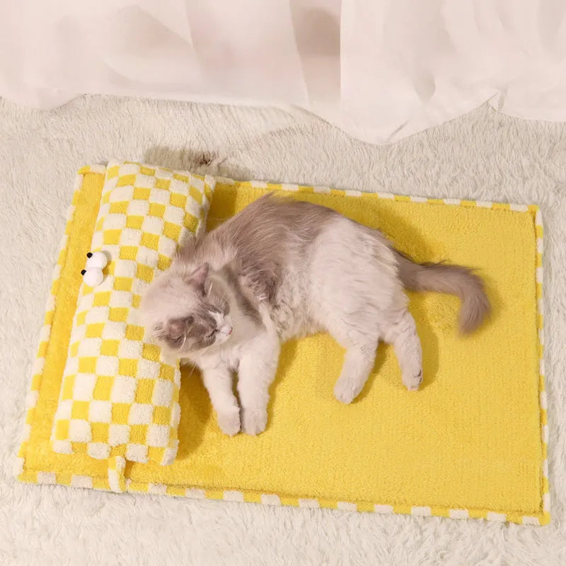 Universal pet cushion L size 70x50cm with removable washable cover in grey colour