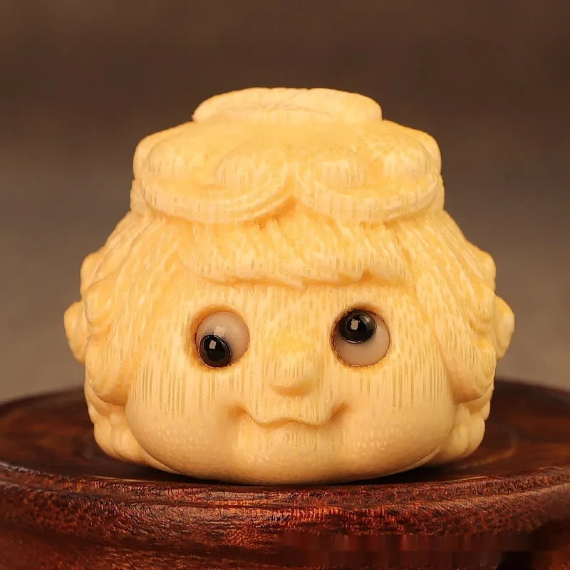 Golden Princess Toad bamboo carving ornament for household decoration