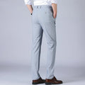 Woodpecker men's non-iron cotton linen trousers high waist plain style in grey