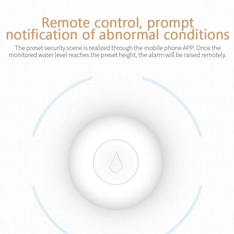 Zigbee wireless flood sensor for smart home water leak detection with compact 50mm by 17mm PC plastic housing