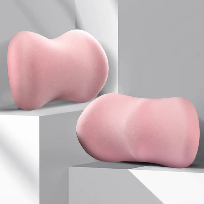 Car headrest pillow and lumbar support cushion set in multiple colour options