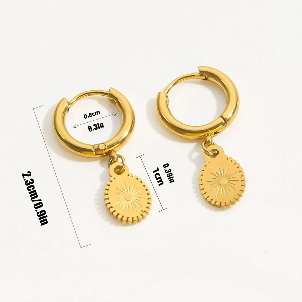 Women's stainless steel geometric earrings with ellipse design in XY-EH005 colour for summer fashion wear