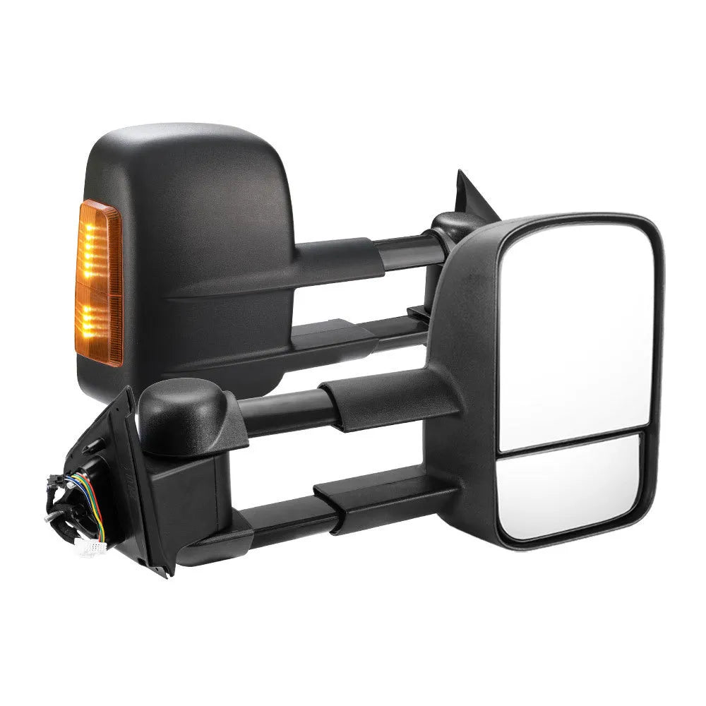 Black electric exterior rear view mirror for Nissan Navara NP300 with integrated indicator light