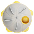 Yellow cat food puzzle toy with five compartments for slow feeding
