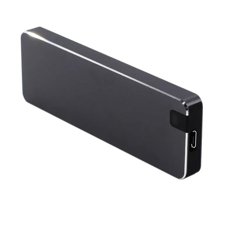 Compact metal portable SSD measuring 0.6x3.2x1cm with USB 3.1 interface in multiple colour options