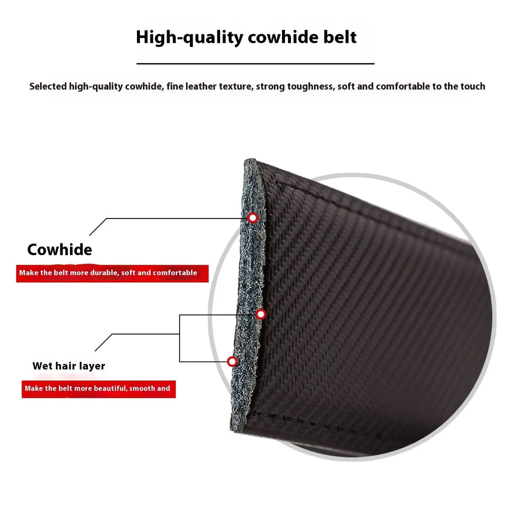 Men's automatic buckle genuine leather belt in business casual style, alloy buckle, plain colour