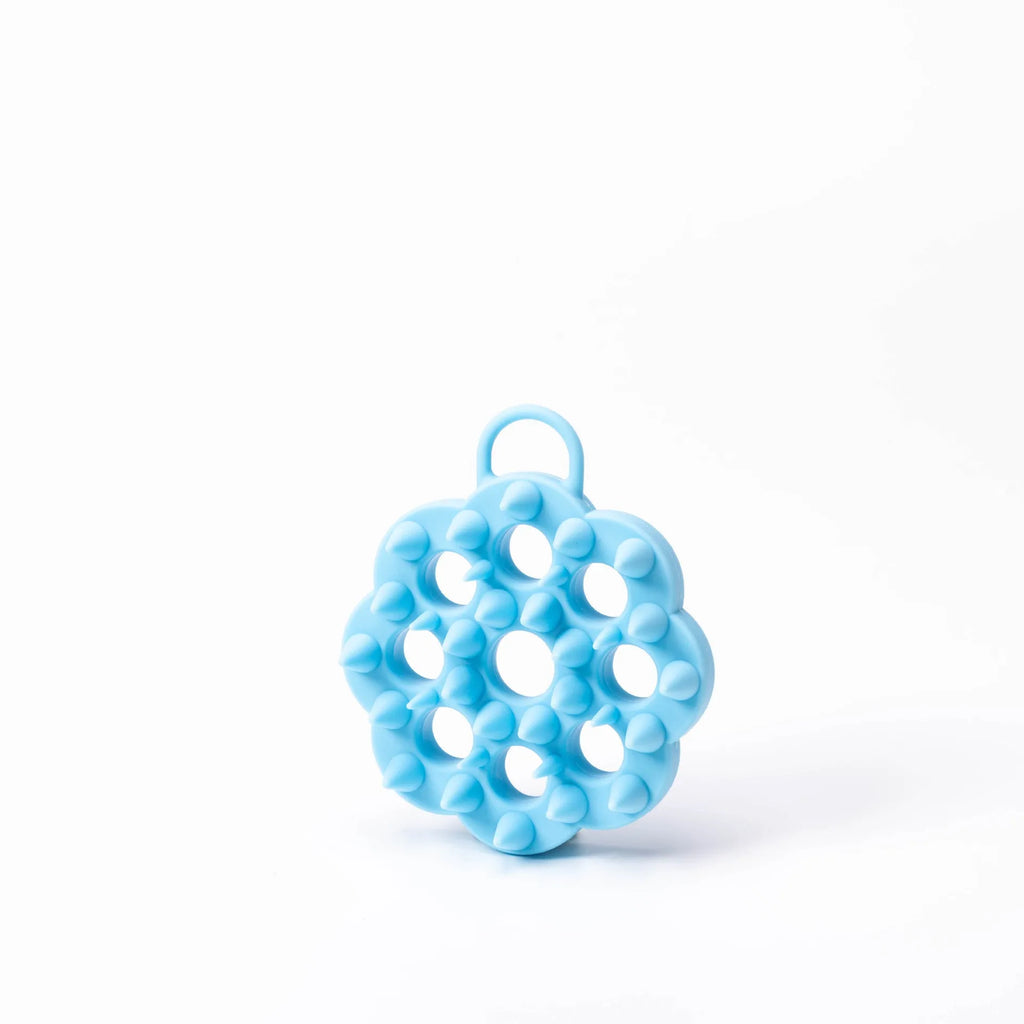 Silicone pet grooming brush with massage nodes in multiple colour options for dry and wet use