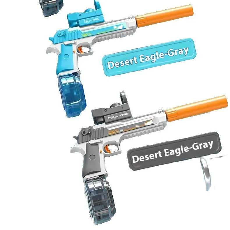 Fire light effect electric water gun with continuous spray, blue colour option, plastic toy for teenagers
