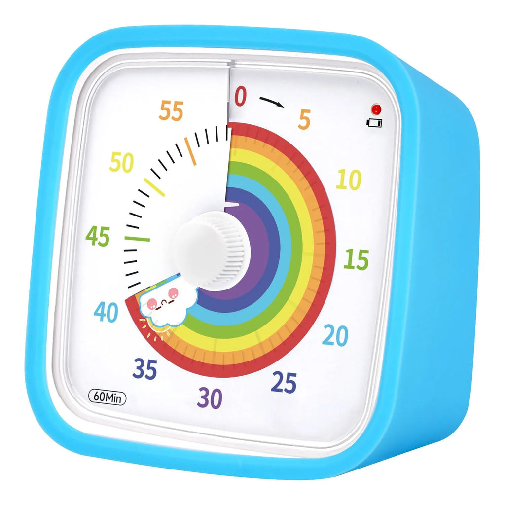 Cartoon children's timer alarm clock, plastic, 10x10x6cm, mute anti-fall design, five colour options