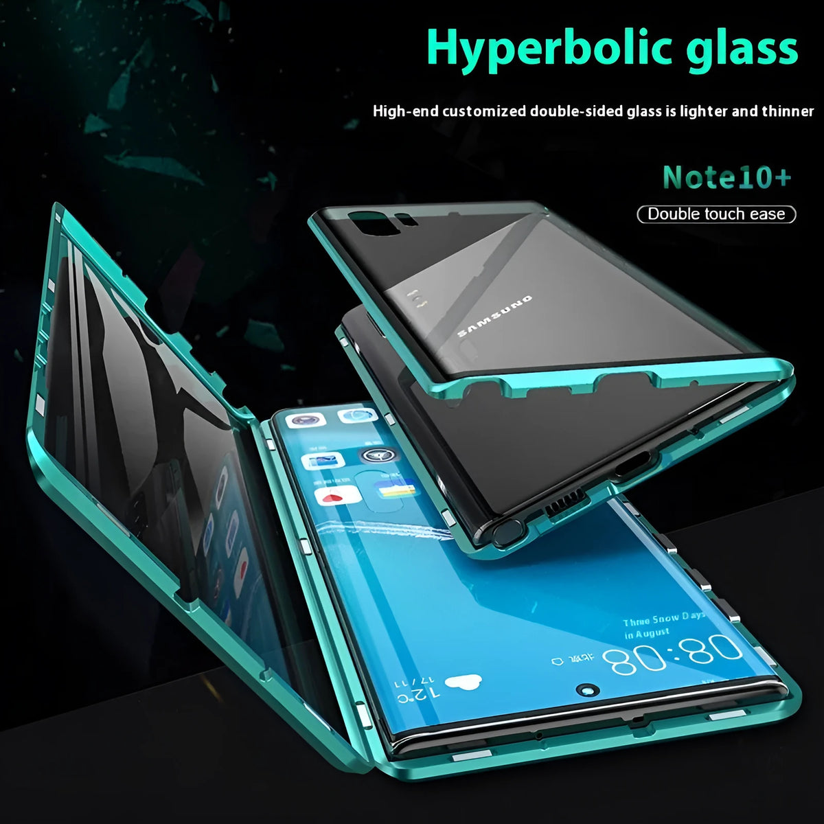 Double-sided glass metal phone case for Samsung S22 Ultra, S22 Plus, S21 - black colour option