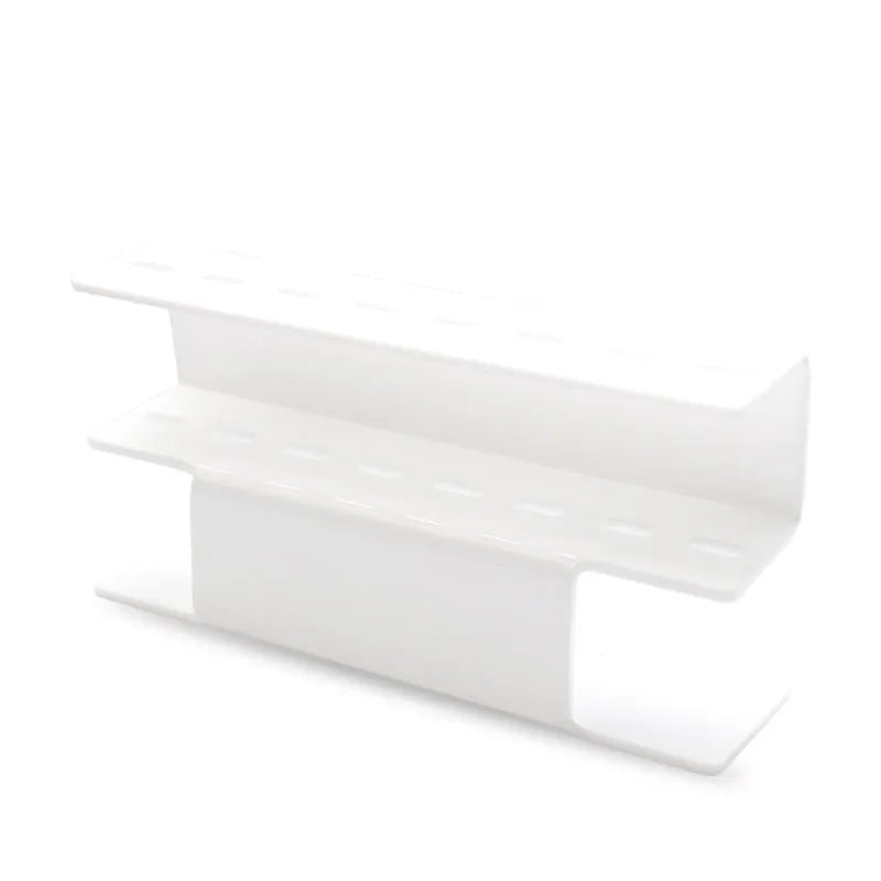Acrylic tweezers display stand storage rack in black finish with tweezers inserted