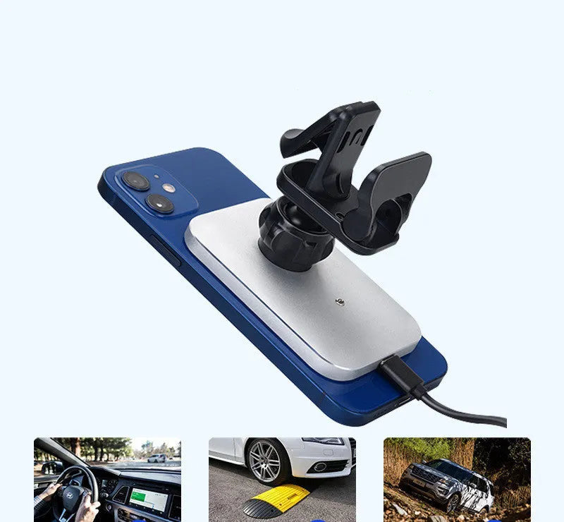 Black magnetic wireless car phone holder for Apple iPhone 12 with 15W charging