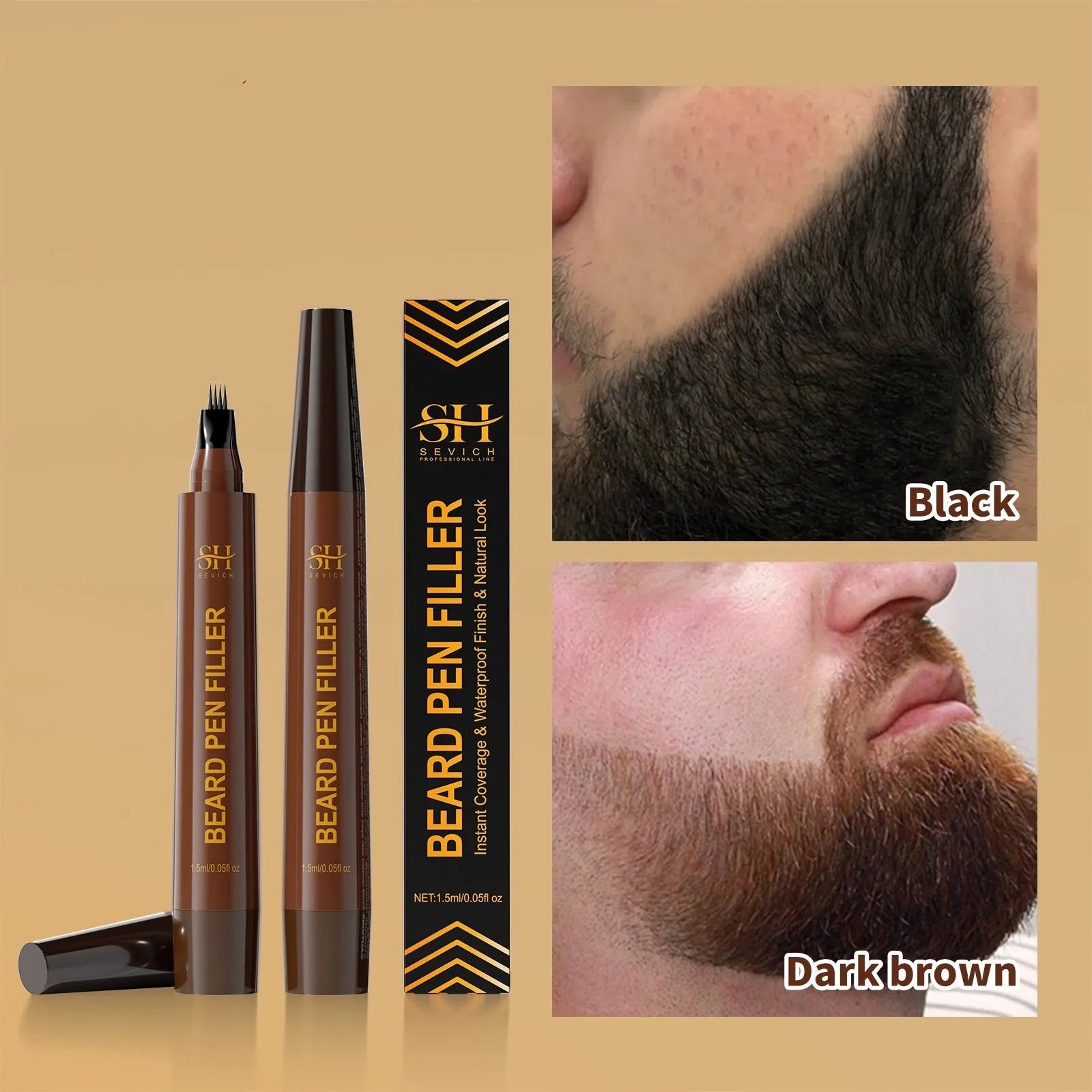 Men's black sweatproof eyebrow pencil for beard and brow definition