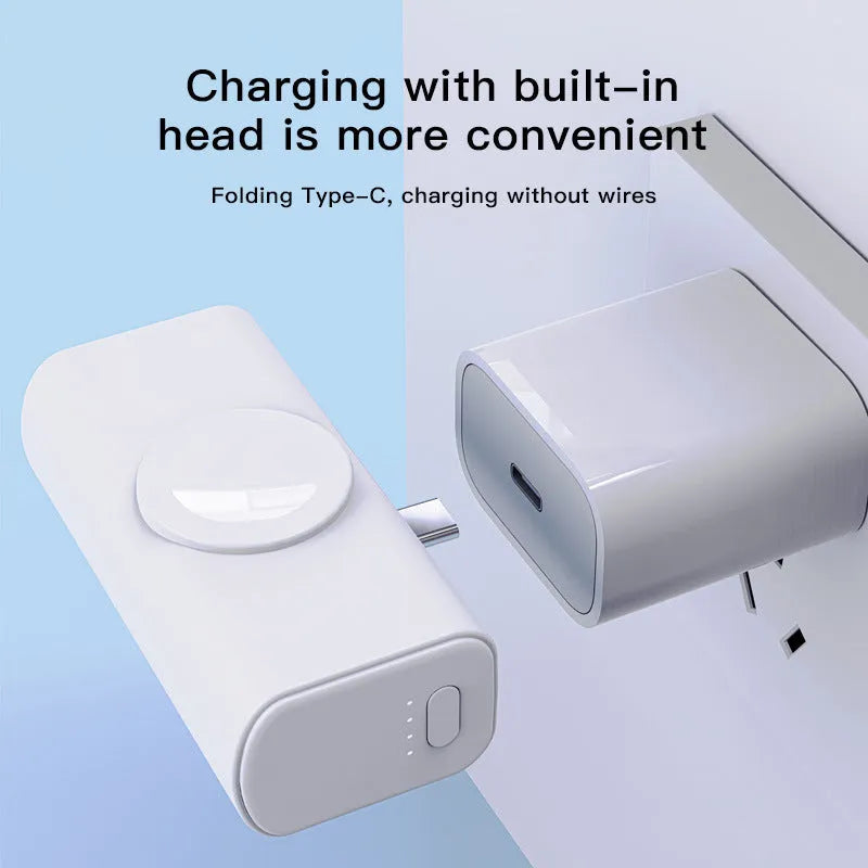 White plastic portable power bank capsule shape with folding double head design