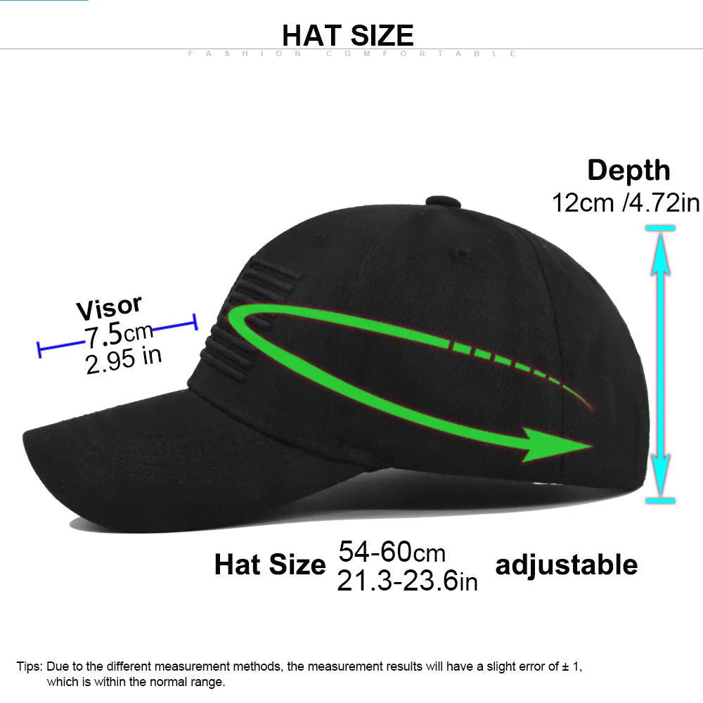 Stereo embroidered peaked cap cotton hard top dome crown 7.5cm brim black colour