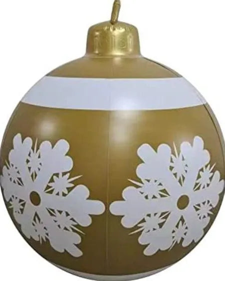 Large 60cm diameter inflatable PVC Christmas decoration ball in bright colours for outdoor use.