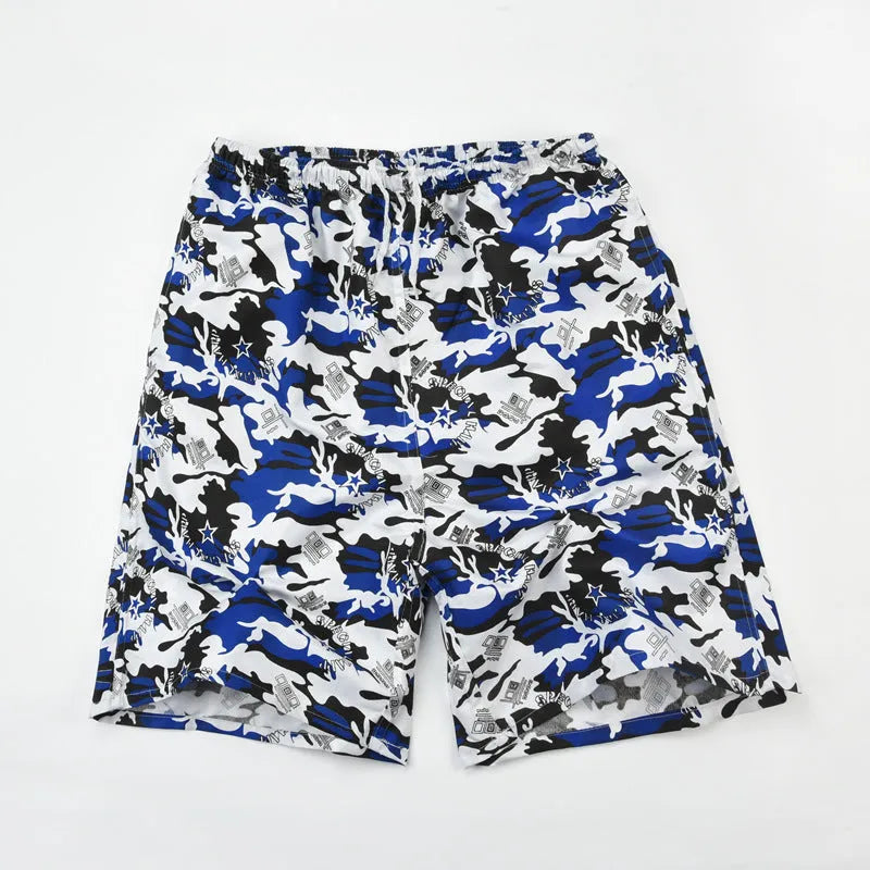 Men's floral print swimming shorts in polyester fabric with free-size fit for beachwear