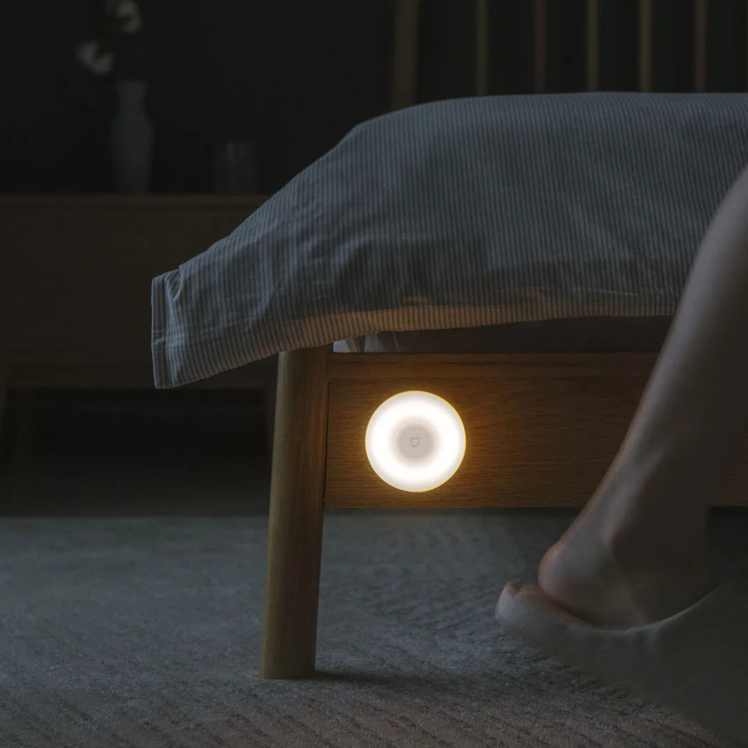 White compact Mijia bedside table lamp with human body induction and Bluetooth