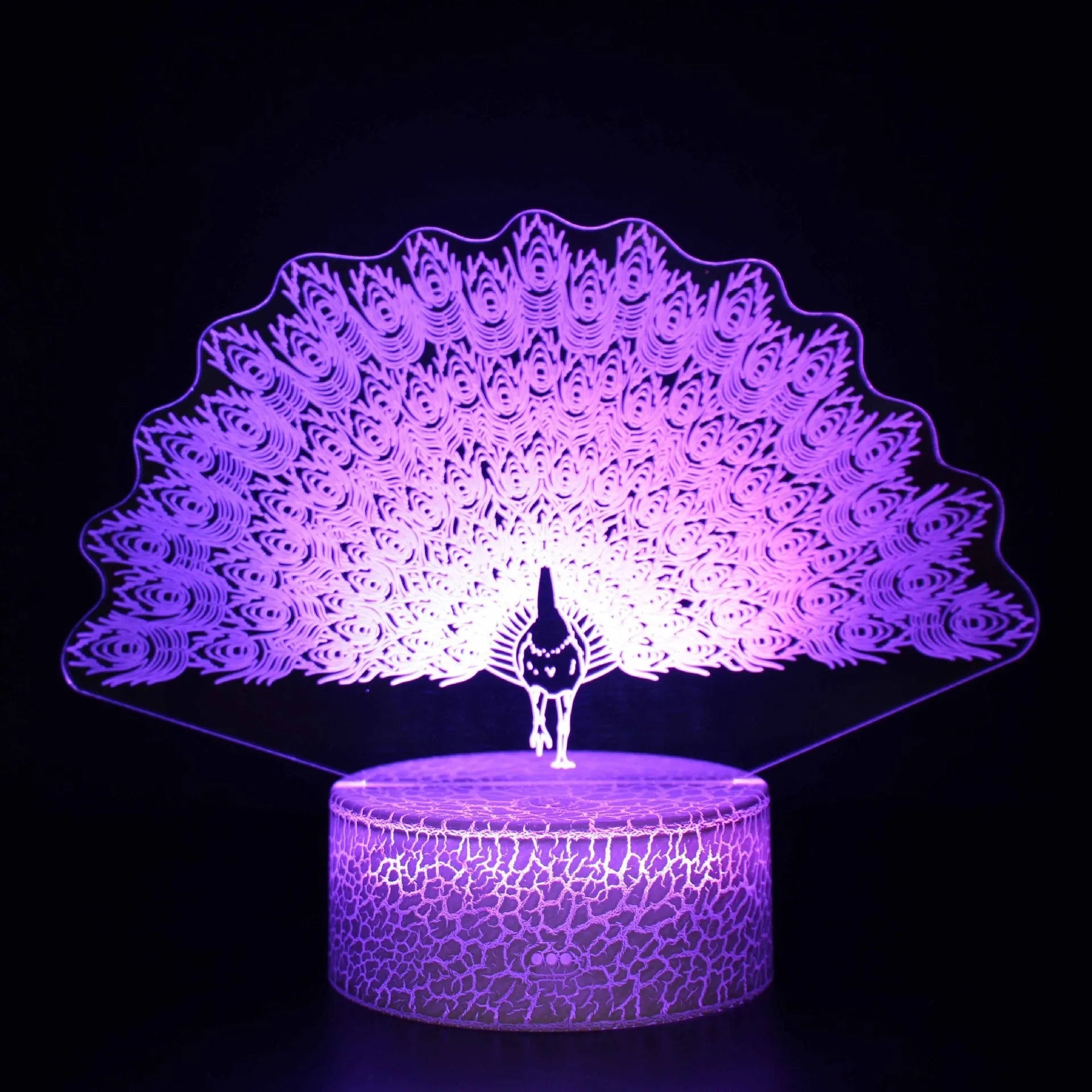 Small acrylic 3D USB table lamp with colourful touch control and crack base design on desk