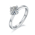 Heart-stirring Kiss wedding ring set with 1-carat moissanite stone on S925 silver band with platinum plating