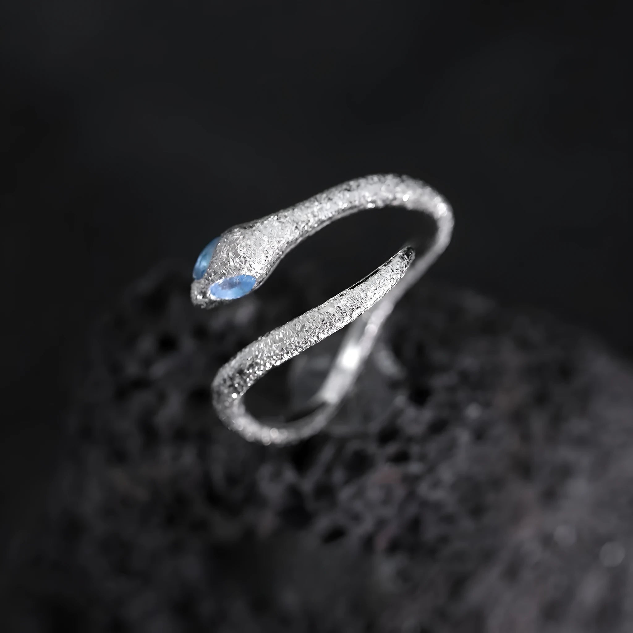 Adjustable snake ring women's jewellery with electroplated silver construction and white gold colour finish