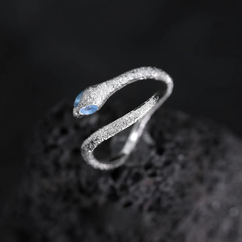 Adjustable snake ring women's jewellery with electroplated silver construction and white gold colour finish