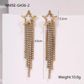 Women's stainless steel earrings with 18K electroplated gold finish showing heart and star shape designs