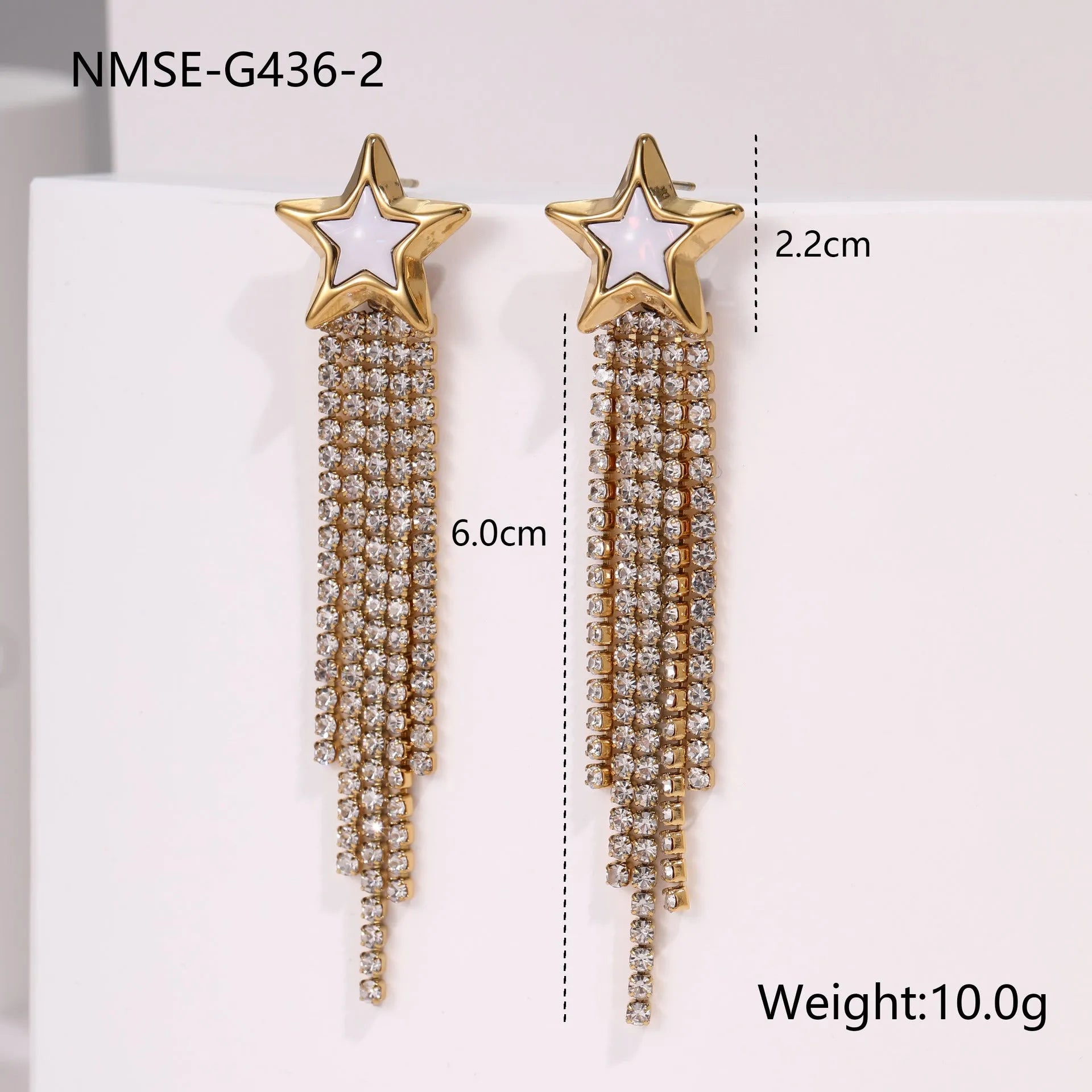 Women's stainless steel earrings with 18K electroplated gold finish showing heart and star shape designs