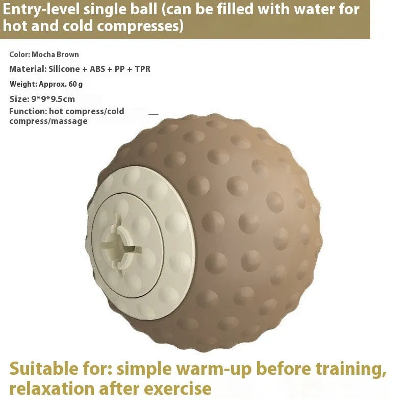 Massage ball set with cold and hot compress function in caramel mocha and green colours