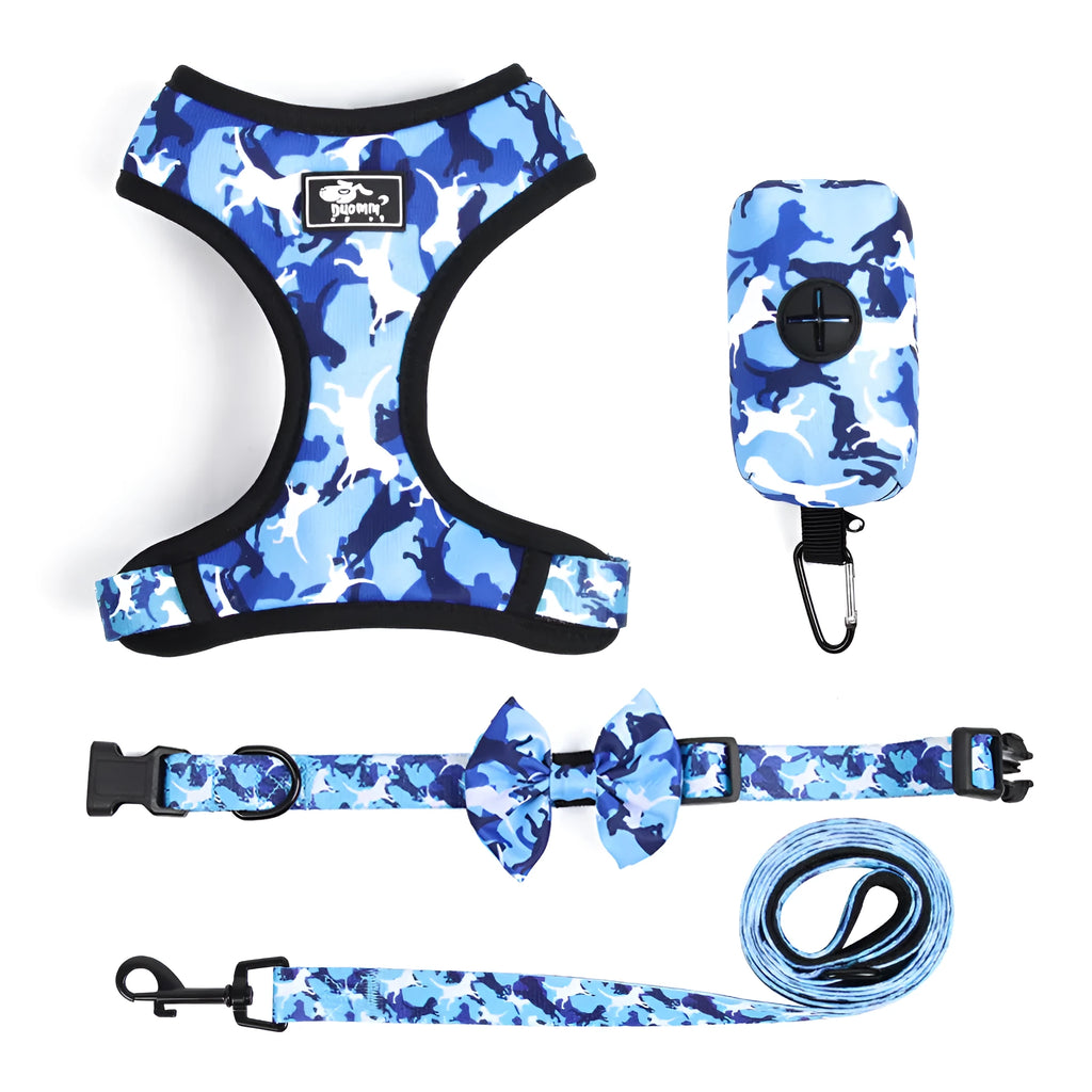 Printed chest harness set dog rope pet supplies in camouflage polyester with S to XL sizes