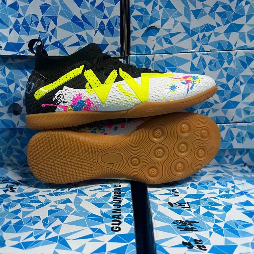 Adult football boots low-top PVC upper with studded rubber outsole in Black & Yellow colour