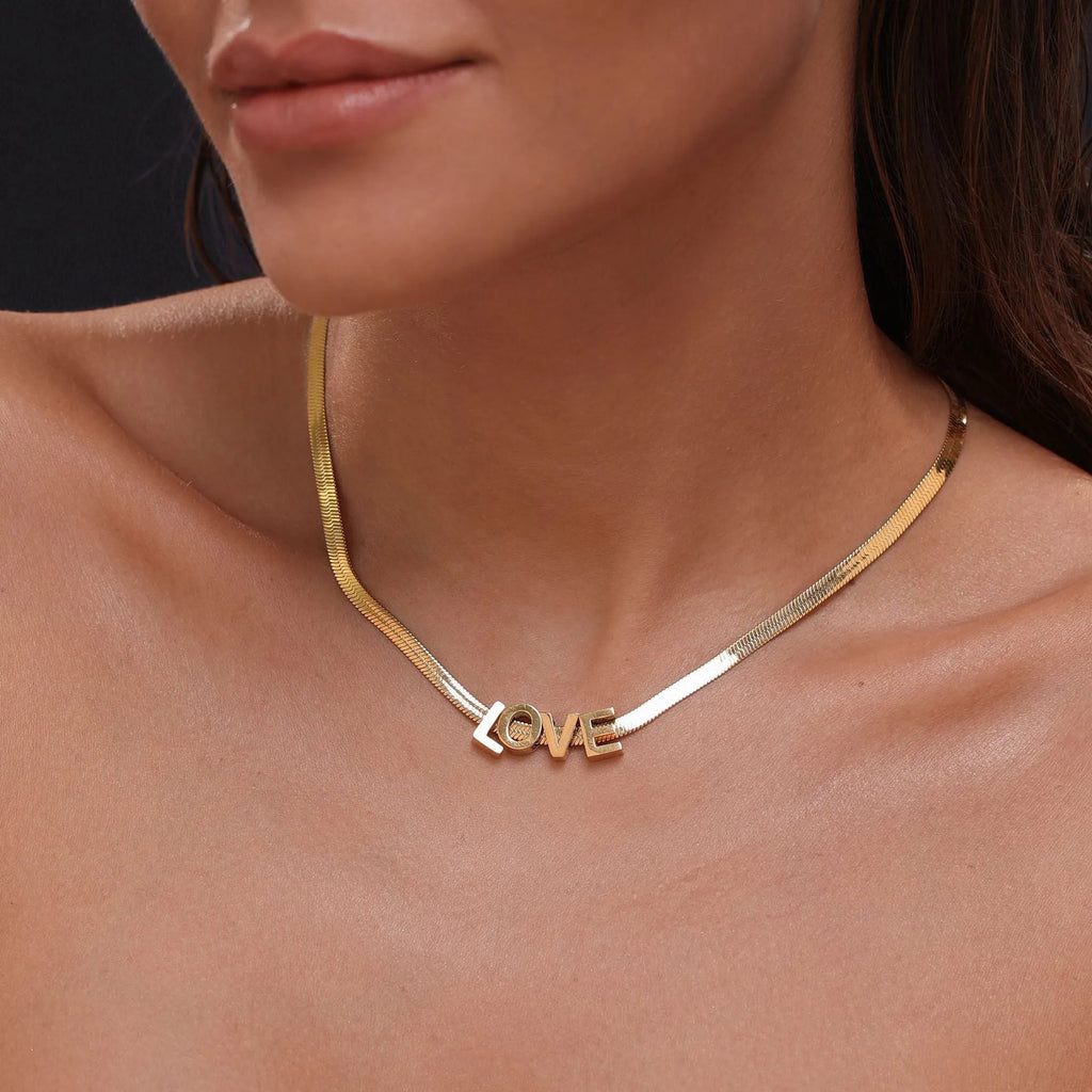 Titanium steel personalised necklace with 40.5cm chain showing gold or silver finish options