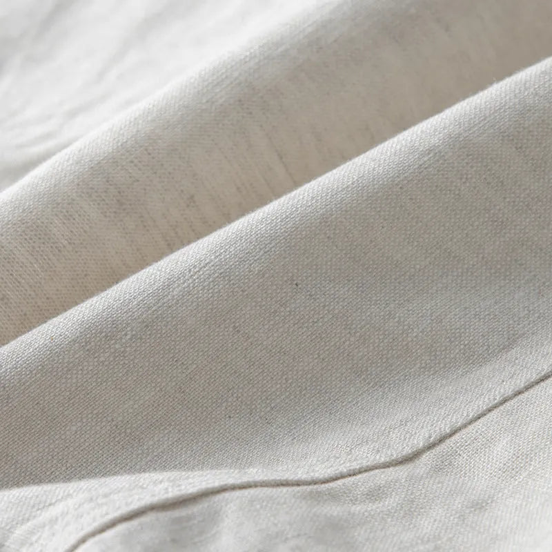 Men's linen casual jacket in solid colour with long sleeves and loose fit
