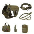 Six-piece dog tactical training vest in camouflage pattern with multiple attachment points