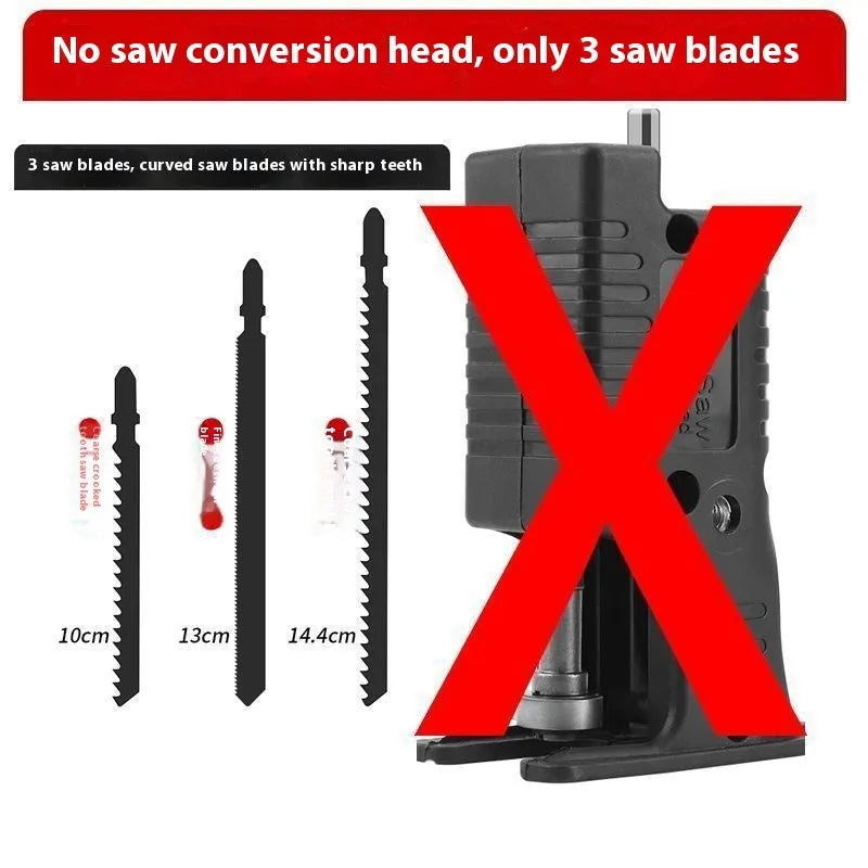 Handheld chainsaw converter attachment with alloy build, 36V voltage and 3, 6 or 9 saw blade options