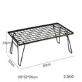 Outdoor portable iron folding table with double layer shelf and storage bag for camping and barbecue