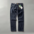 Men's straight-leg denim jeans in primary colour with mid waist and classic American retro style.