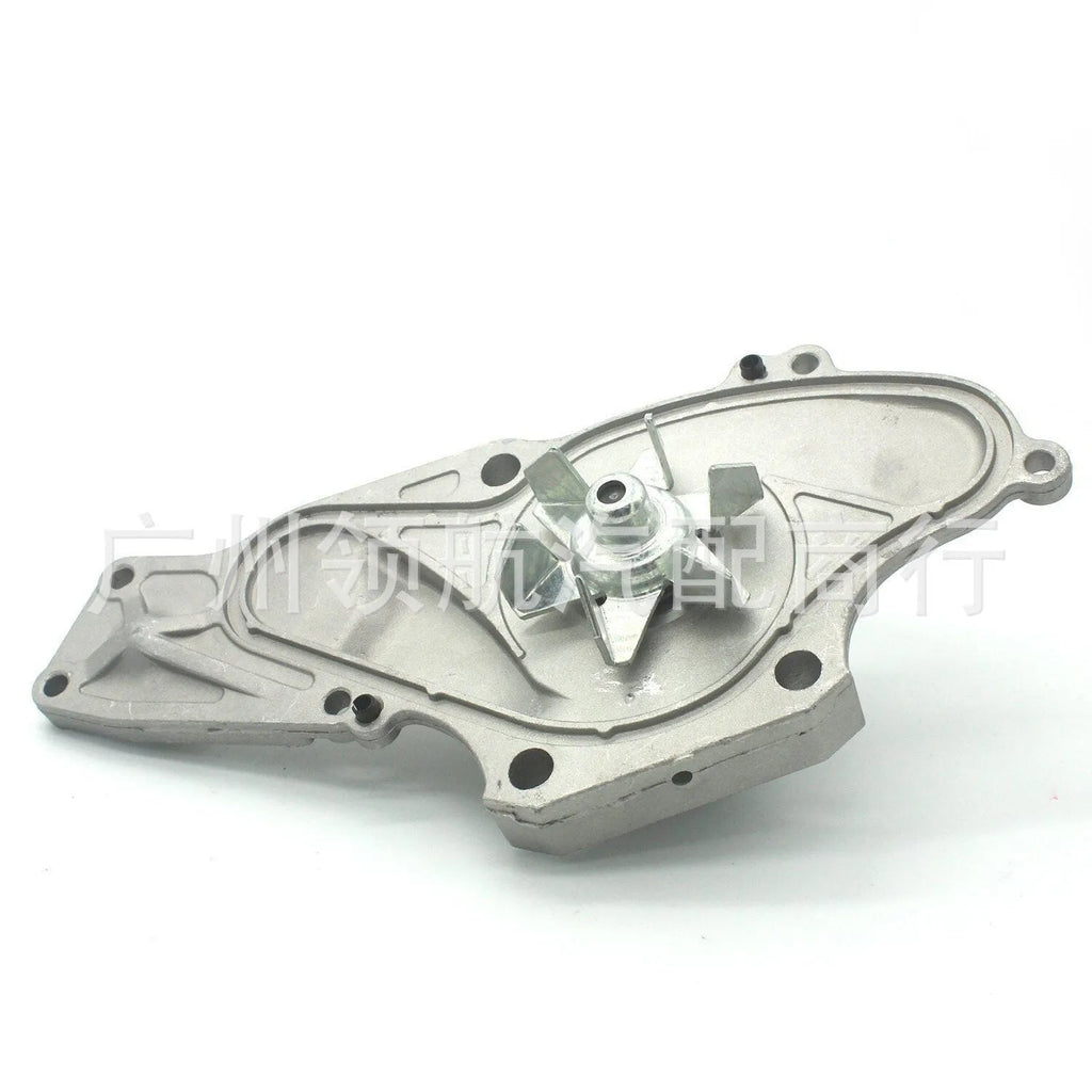 Metal belt and water pump assembly component kit measuring 28 by 18 by 16 centimetres.