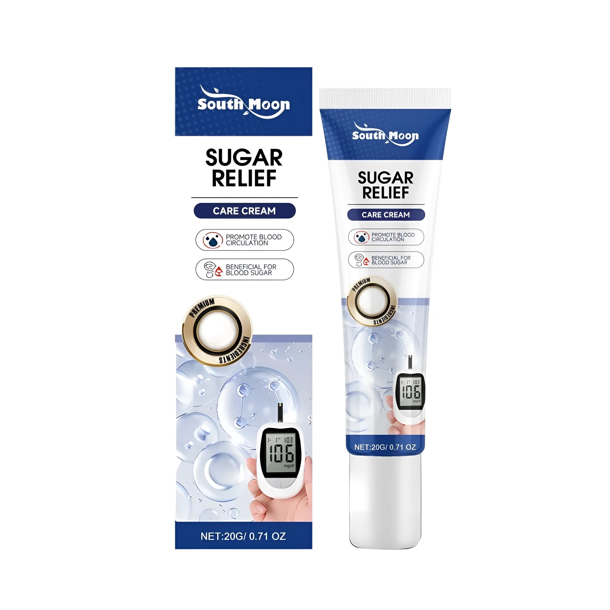 Sugar Relief Care Cream 20g tube with mint leaves and Sophora flavescens root for foot application