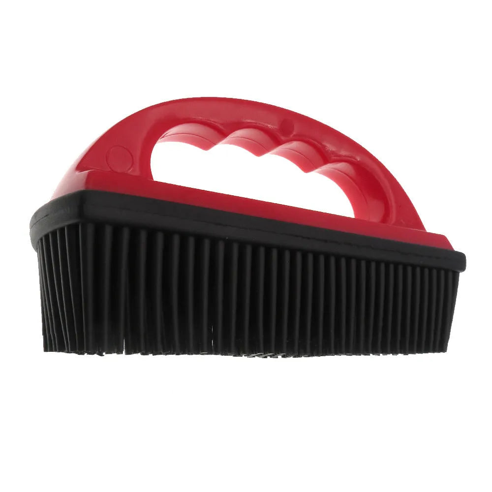 Red pet grooming and carpet cleaning brush measuring 160mm by 85mm for hair removal